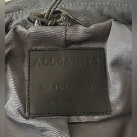 All Saints Jackets & Coats Allsaints Dalby Biker Grey Lamb Leather